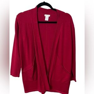 Main Strip Ruby Red Open Cardigan With Front Pockets Size Small